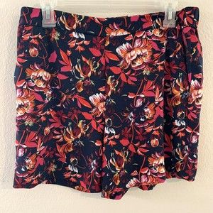 Halogen Shorts Size Small Blue Multicolor Floral Pull On